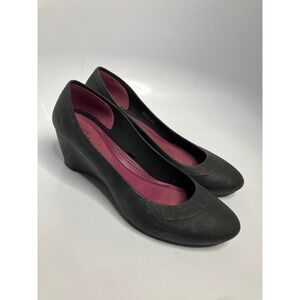 Crocs matte black Lina wedge pumps women's size 9 business casual basics Eva